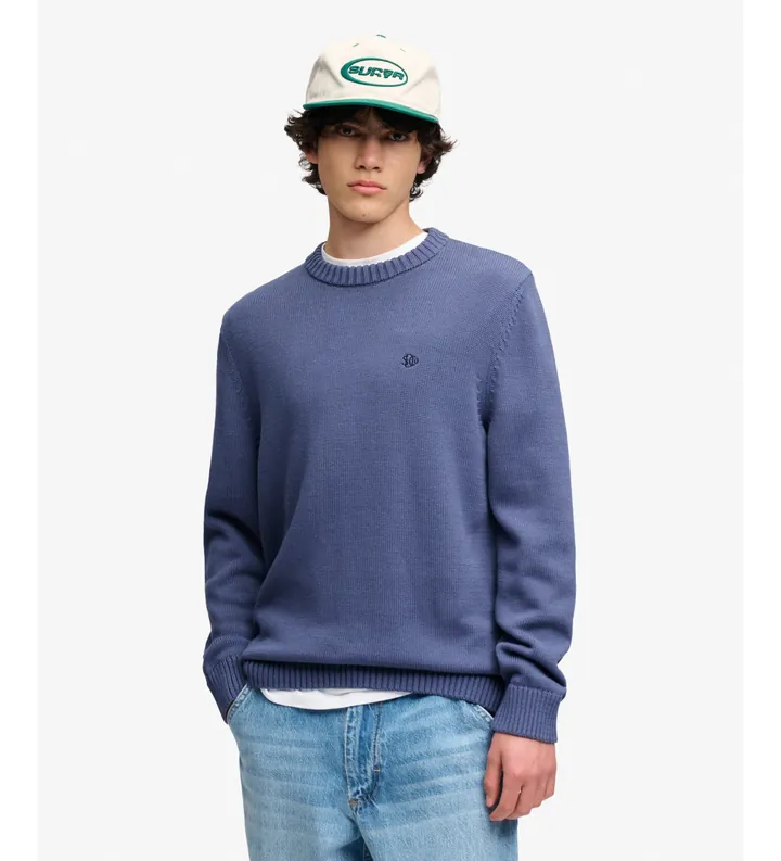 Superdry para hombre. M6110717A Jersey Preppy Cotton marino (L), Casual, Algodón