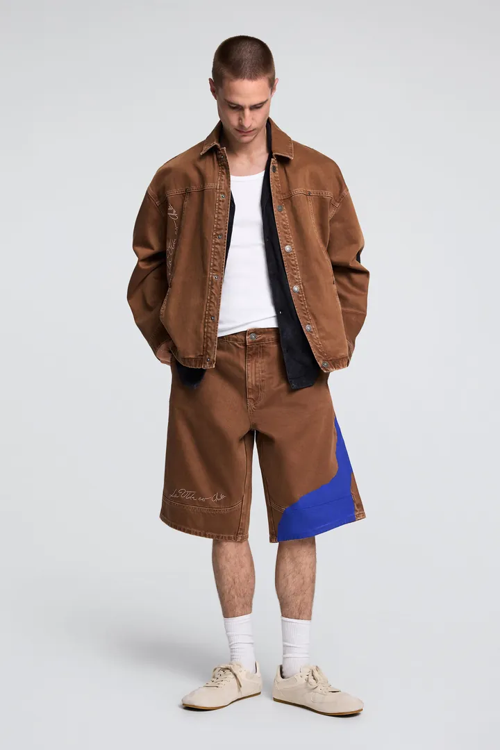 Desigual, Bermuda estampada soles, Hombre, Algodon, MarróN, 28