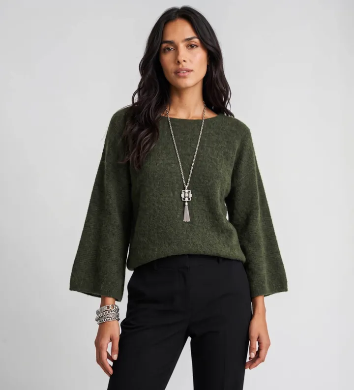 BA&SH para mujer. 1H26ISAA Cárdigan Isaac verde (34), Casual, Poliamida