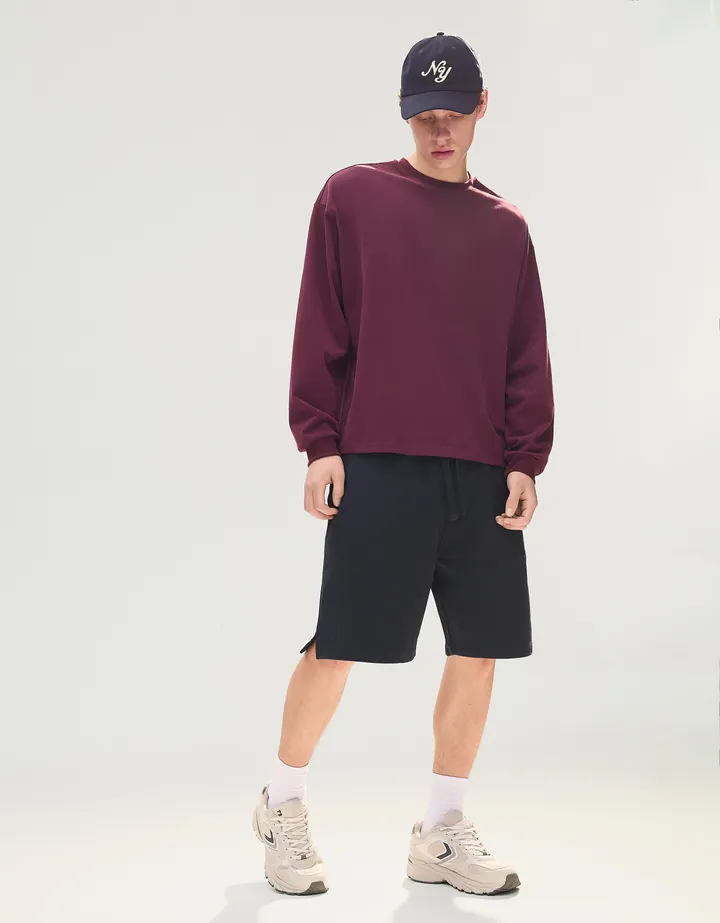 Bershka Bermuda Felpa Hombre L Marino
