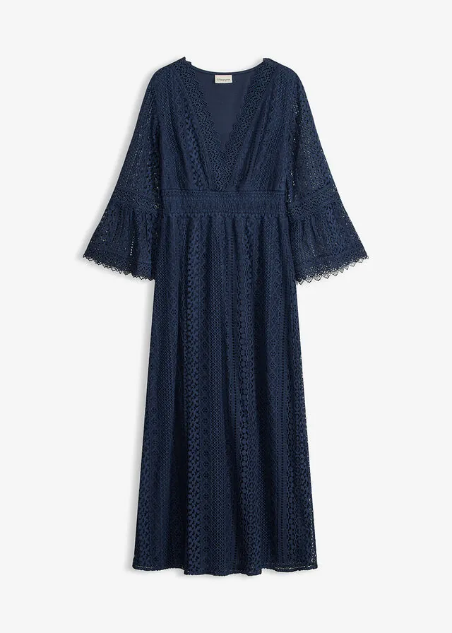 Vestido largo con aspecto crochet