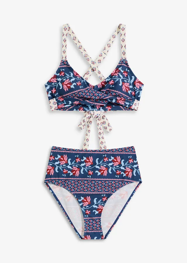 Bikini tipo bustier (2 piezas) con aspecto cruzado