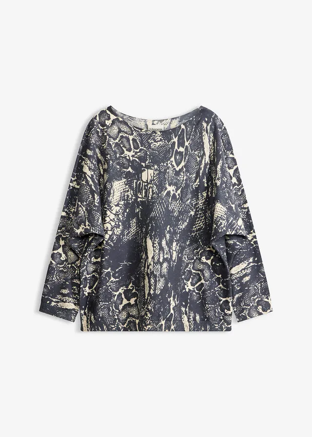 Jersey con mangas tipo murciélago y estampado de serpiente