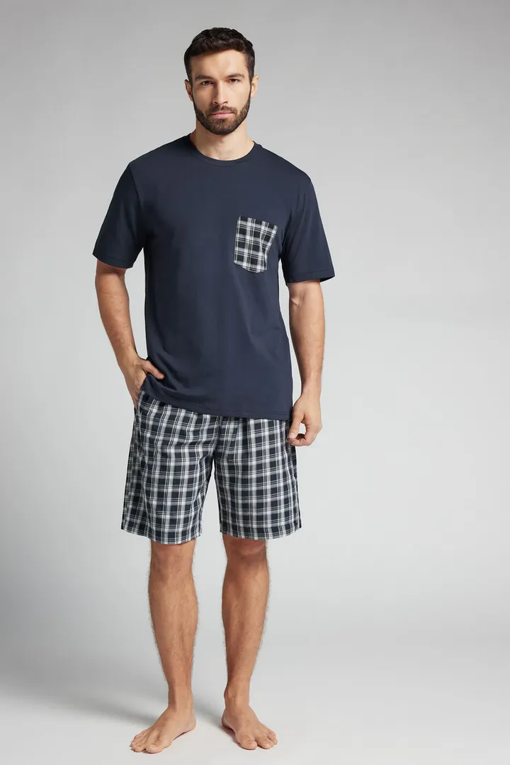 Intimissimi Pijama Corto de Algodón y Tela a Cuadros Hombre Azul Tamaño L