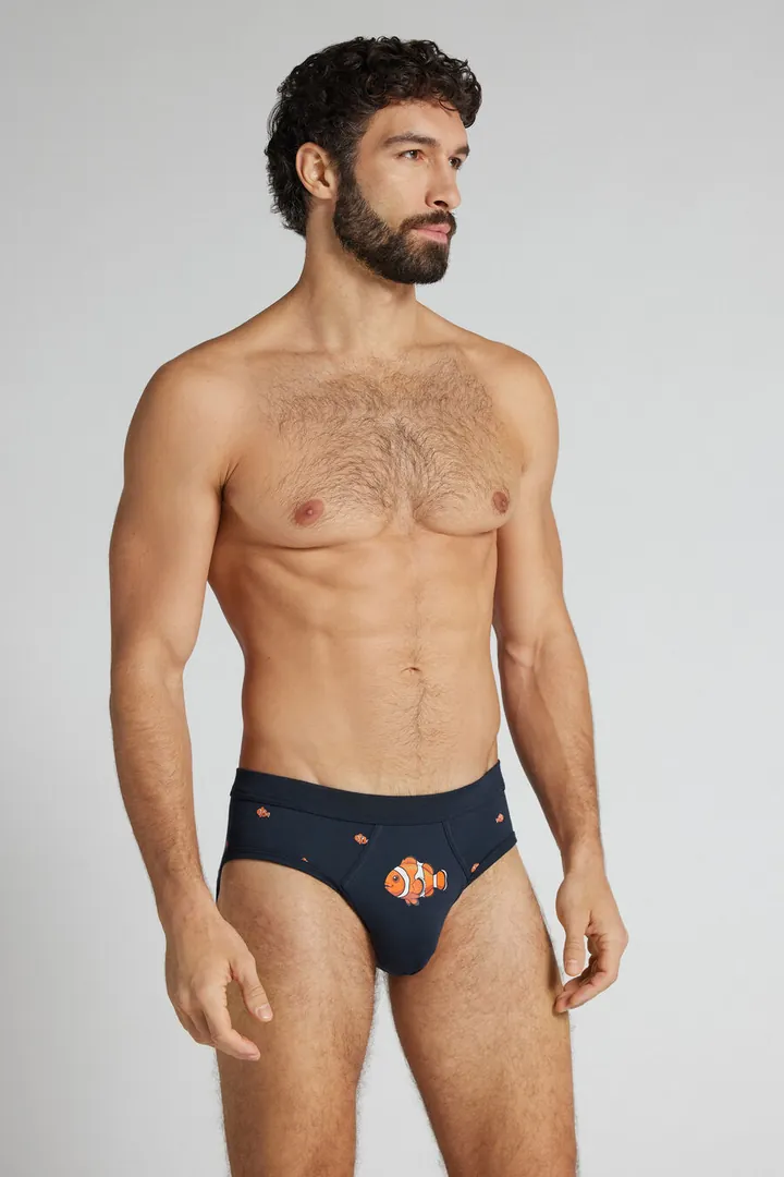 Intimissimi Slip Algodón Superior con Estampado Pez Payaso Hombre Azul Tamaño 38