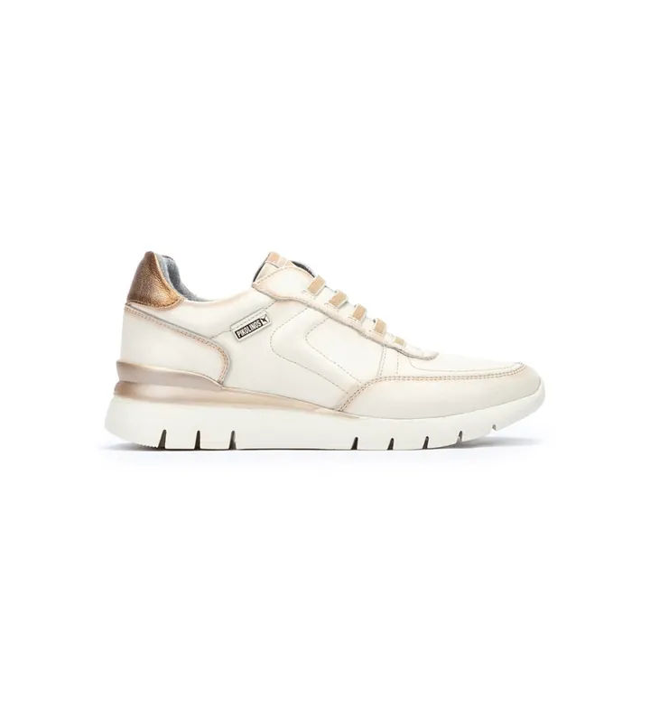 Pikolinos para mujer. W4R-6731 Zapatillas de Piel Cantabria blanco (35), 3 a 5cm, Cordones, Casual