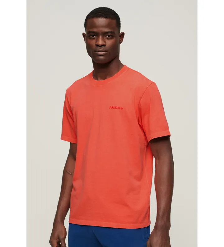 Superdry para hombre. M6010810A Camiseta suelta con logo sobreteñido rojo (M), Casual, Algodón, Manga corta
