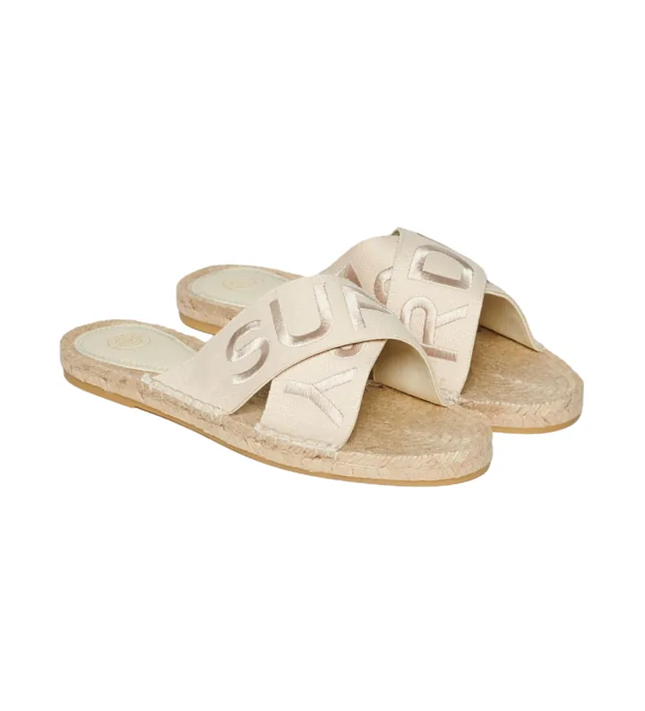 Superdry para mujer. WF310221A Alpargatas de tiras cruzadas beige (37), Tela, Plano, Ninguno, Casual