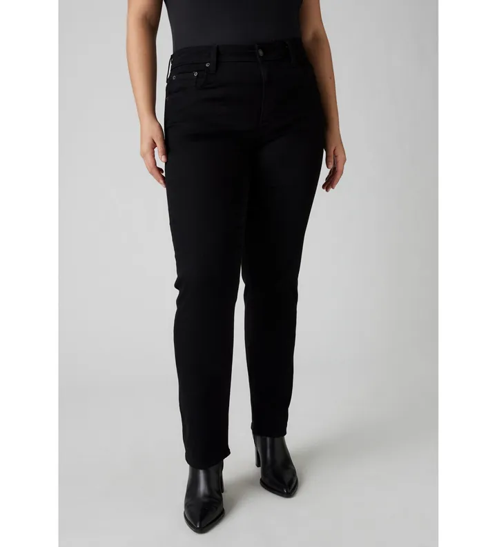Levi's para mujer. 18883-0321 Jeans Rectos De Tiro Alto 724 negro (24/30), Casual, Algodón, Denim