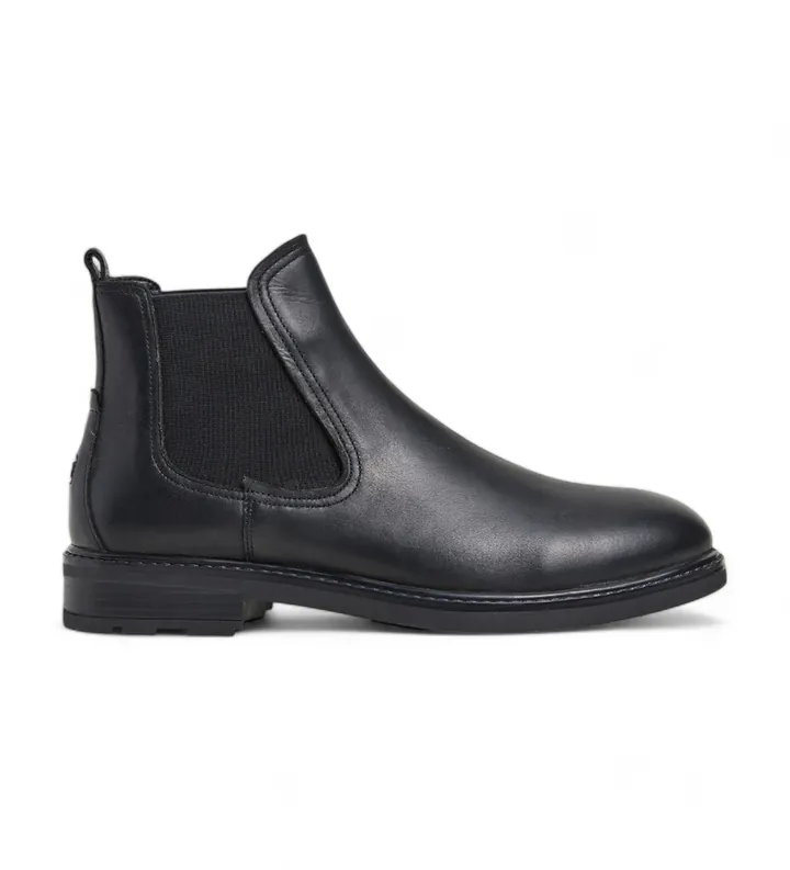 Pepe Jeans para hombre. PMS50244 Botines de piel Leeds City negro (45), Plano, Ninguno, Casual