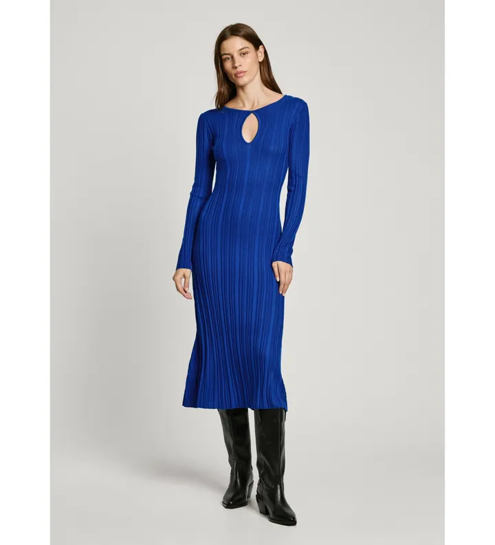 Pepe Jeans para mujer. PL953642 Vestido Natasha azul (L), Casual, Poliéster, Manga larga