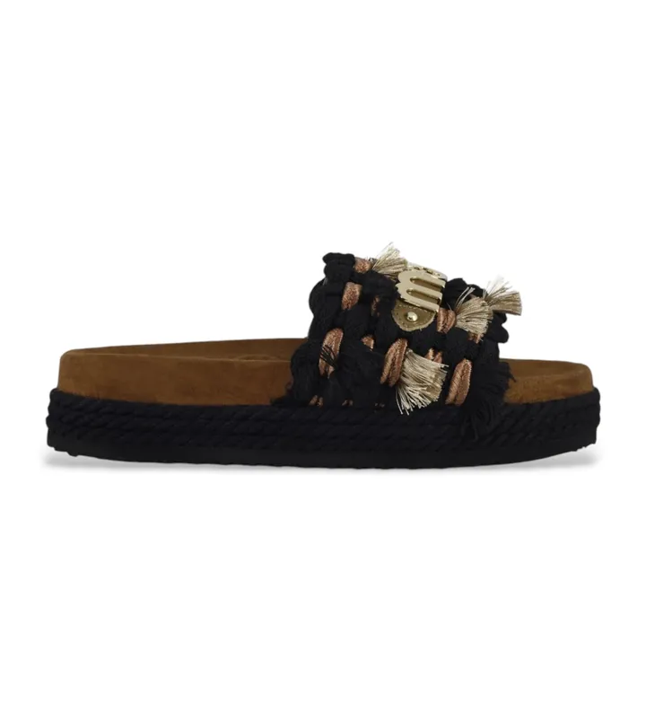 Mou para mujer. MU.SW451008K Sandalias monobanda negro (36), 1 a 3cm, Ninguno, Casual
