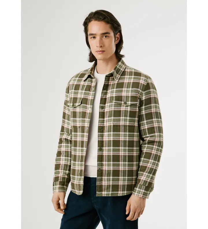 Pepe Jeans para hombre. PM3090819 Camisa Clemen verde (L), Casual, Algodón, Manga larga