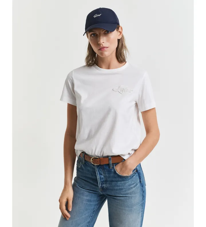 Gant para mujer. 4202589 Camiseta Tonal Shield blanco (M), Casual, Algodón, Manga corta
