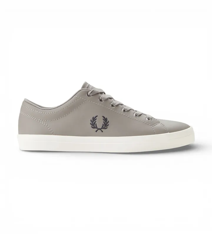 Fred Perry para hombre. B1306-119 Zapatillas de Piel Baseline gris (41), Plano, Cordones, Casual