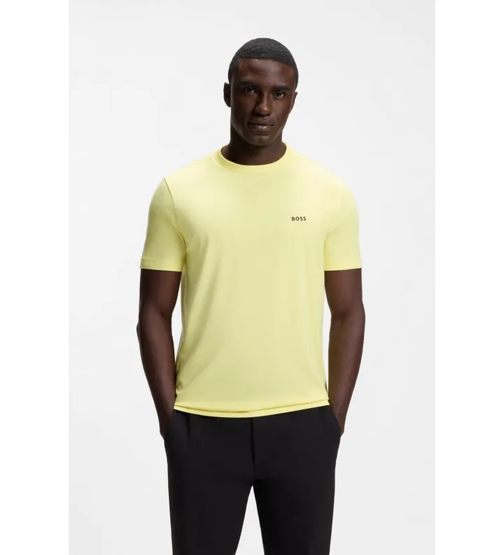 BOSS para hombre. 50506373 Camiseta con Detalle de Logo amarillo (L), Casual, Algodón, Manga corta