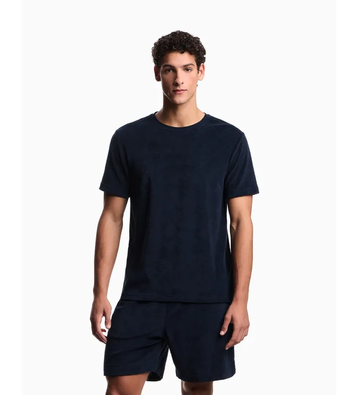 Emporio Armani para hombre. EM000692_AF20449 Camiseta Beachwear marino (L), Casual, Algodón, Manga corta