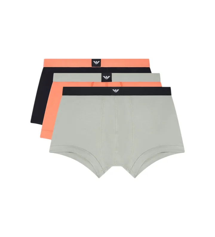 Emporio Armani para hombre. EM002205_AF20673 Set 3 Bóxers Bottom negro, gris, naranja (M), Homewear, Algodón