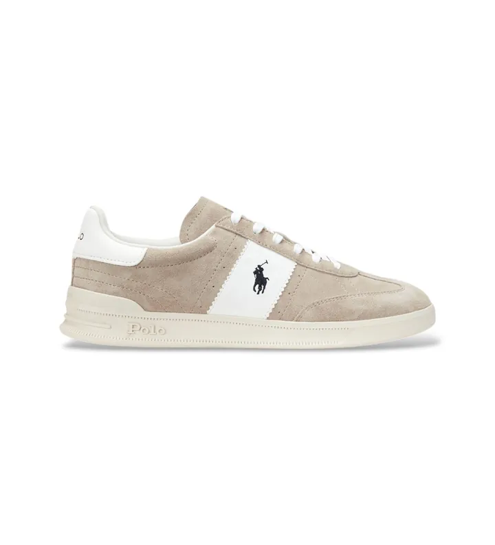 Polo Ralph Lauren para hombre. 809960995003 Zapatillas Heritage Aera de ante beige (36), Piel, Plano, Cordones, Casual