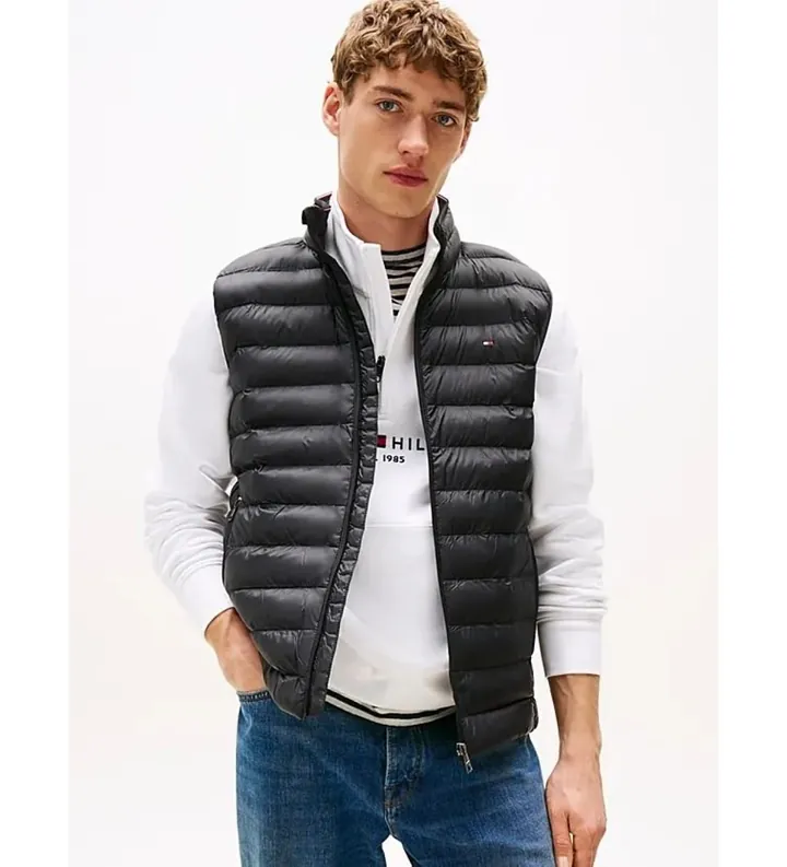 Tommy Hilfiger para hombre. MW0MW39989 Chaleco acolchado plegable negro (XL), Casual, Nylon