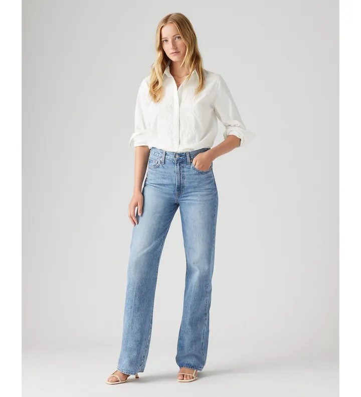 Levi's para mujer. A6081-0020 Jeans ribcage wide leg azul (25/32), Casual, Algodón, Denim