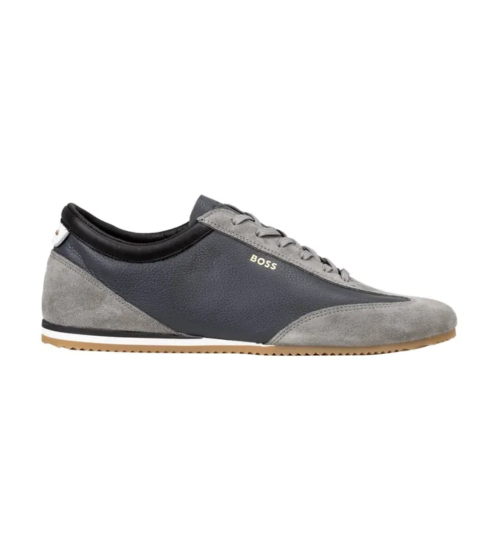 BOSS para hombre. 50568463 Zapatillas de piel Lineor Lowp marino (40), Plano, Cordones, Casual