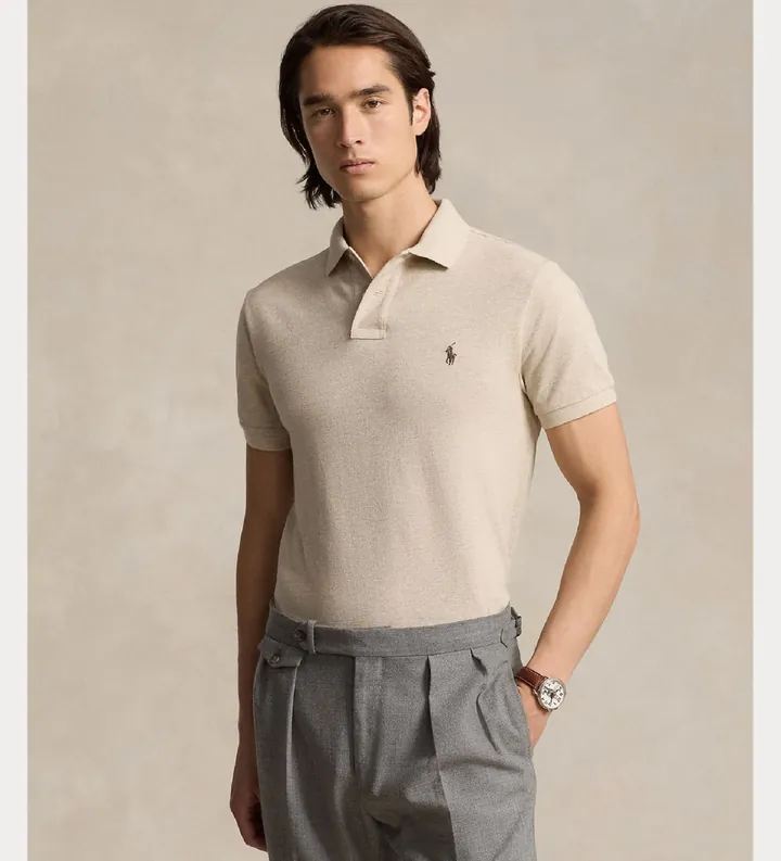 Polo Ralph Lauren para hombre. 710680784342 Polo de malla beige (S), Casual, Algodón, Manga corta