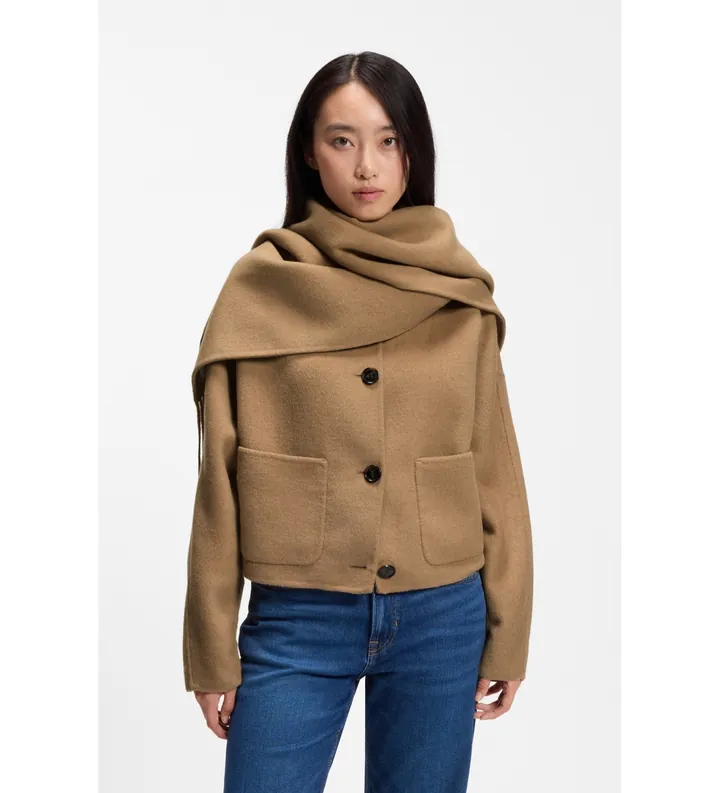BOSS para mujer. 50568510 Cazadora Cafrina marrón (36), Casual, Poliéster