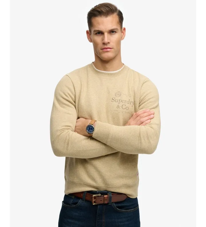 Superdry para hombre. M2014539A Sudadera 1954 Company Relaxed beige (L), Casual, Algodón