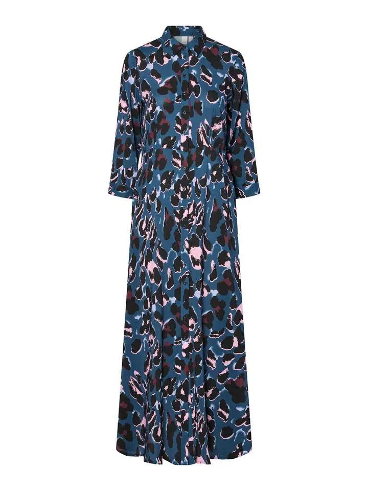 YAS Vestido camisero 'YASSAVANNA' navy / berenjena / rosé / negro
