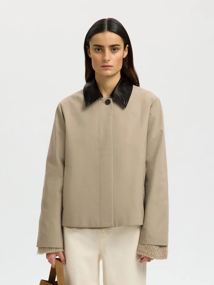 SELECTED Chaqueta de entretiempo  beige / negro