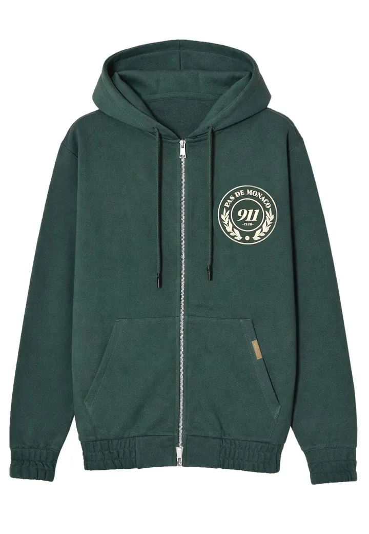 Pas De Monaco Sudadera con cremallera 'Vortex'  verde oscuro / blanco