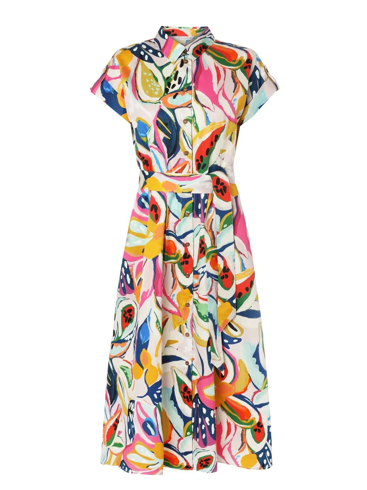 TATUUM Vestido camisero 'Nicoletta'  beige claro / mostaza / rosa claro / rojo
