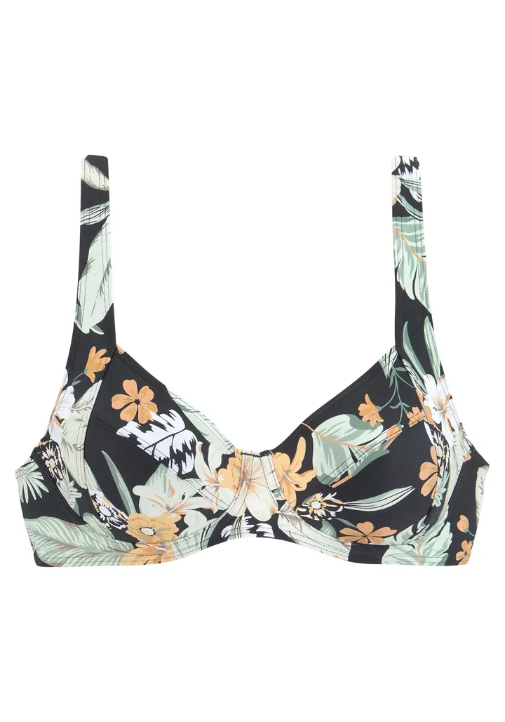 SUNSEEKER Top de bikini jade / verde pastel / naranja claro / negro