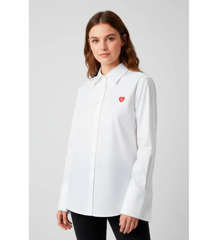 HUGO para mujer. 50556398 Camisa relaxed fit blanco (34), Casual, Algodón, Manga larga