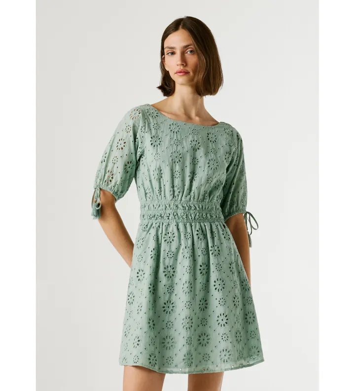Pepe Jeans para mujer. PL9537792 Vestido Chiara verde (M), Casual, Algodón, Manga corta