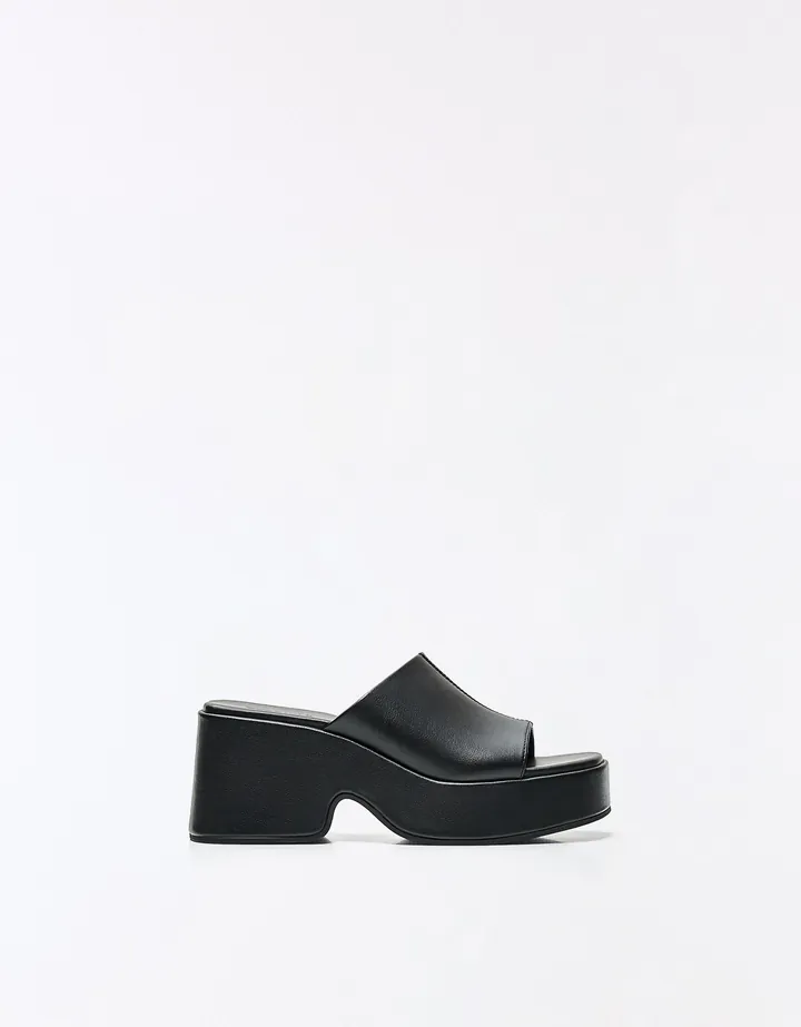 Bershka Sandalia Mule Plataforma Mujer 35 Negro