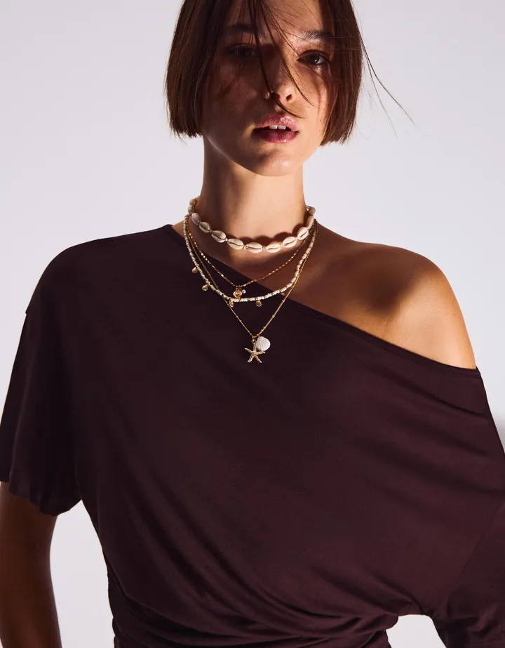 Bershka Pack 4 Collares Marinos Mujer Crudo