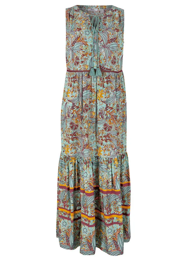Vestido largo con estampado de cenefas