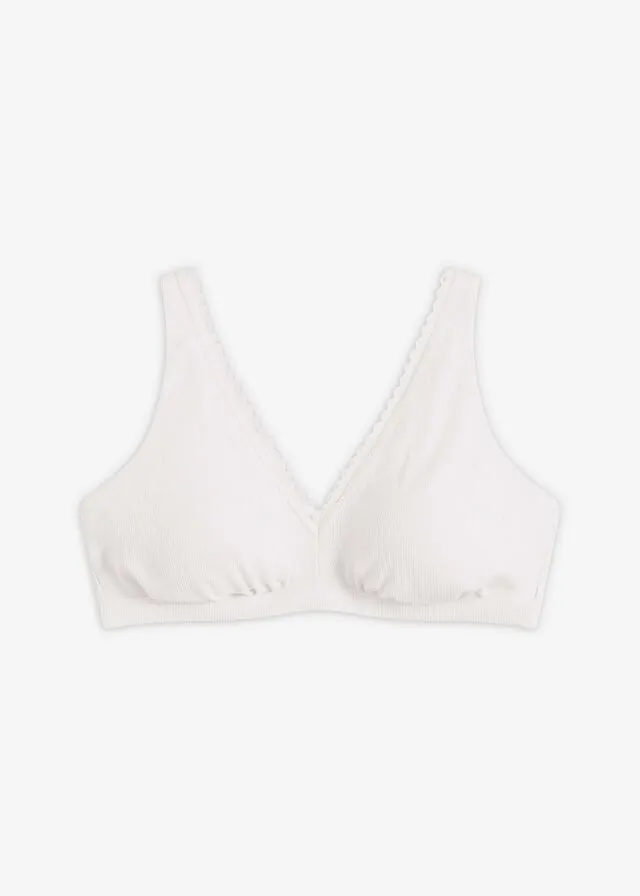 Bralette acolchado sin aros de canalé con algodón orgánico