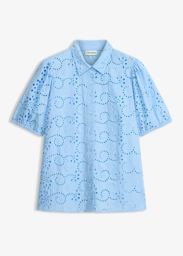 Blusa con bordado calado de algodón orgánico puro