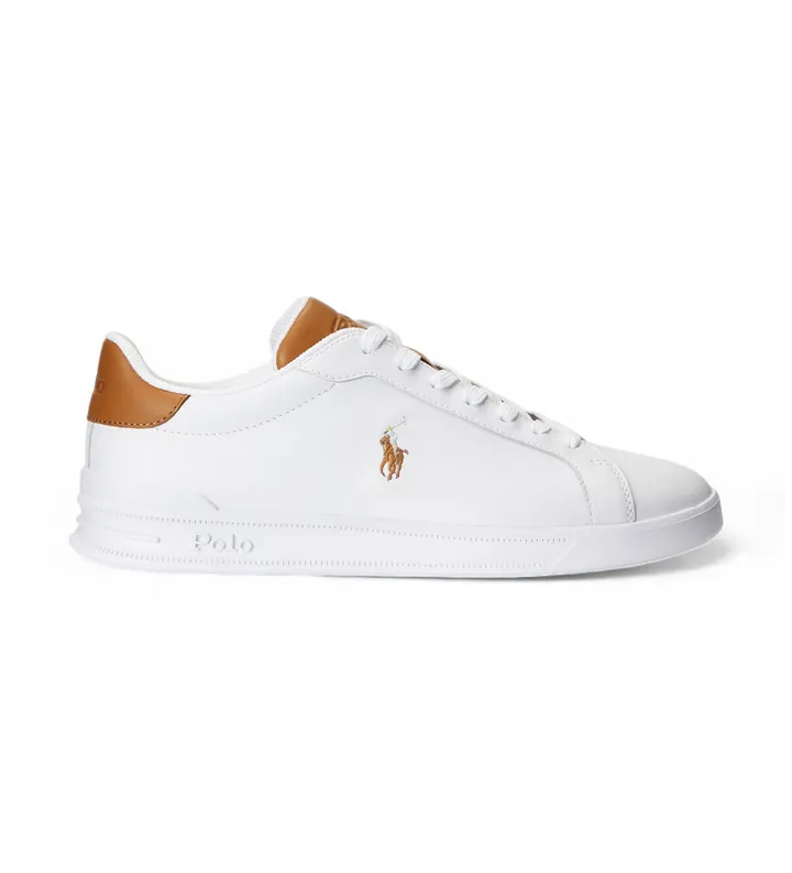 Polo Ralph Lauren para hombre. 809877598001 Zapatillas de piel básicas blanco (40), Plano, Cordones, Casual