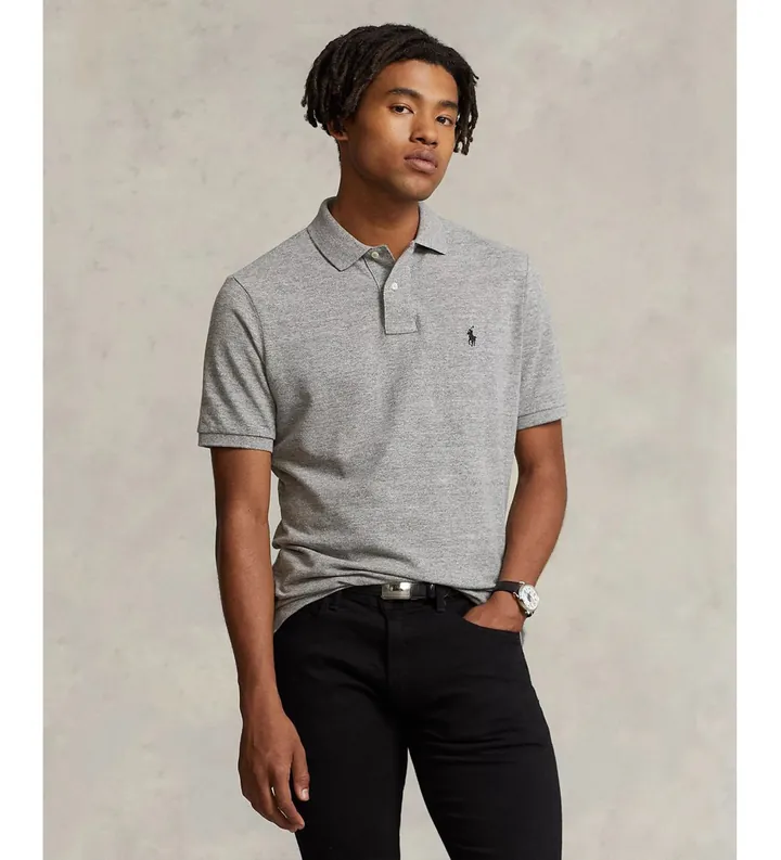 Polo Ralph Lauren para hombre. 710548797011 Polo Slim Fit Polo gris (L), Casual, Algodón, Manga corta