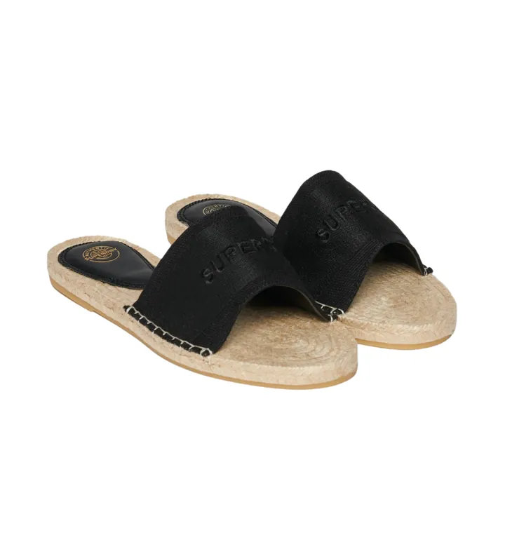 Superdry para mujer. WF310223A Alpargatas de lona negro (37), Tela, Plano, Ninguno, Casual