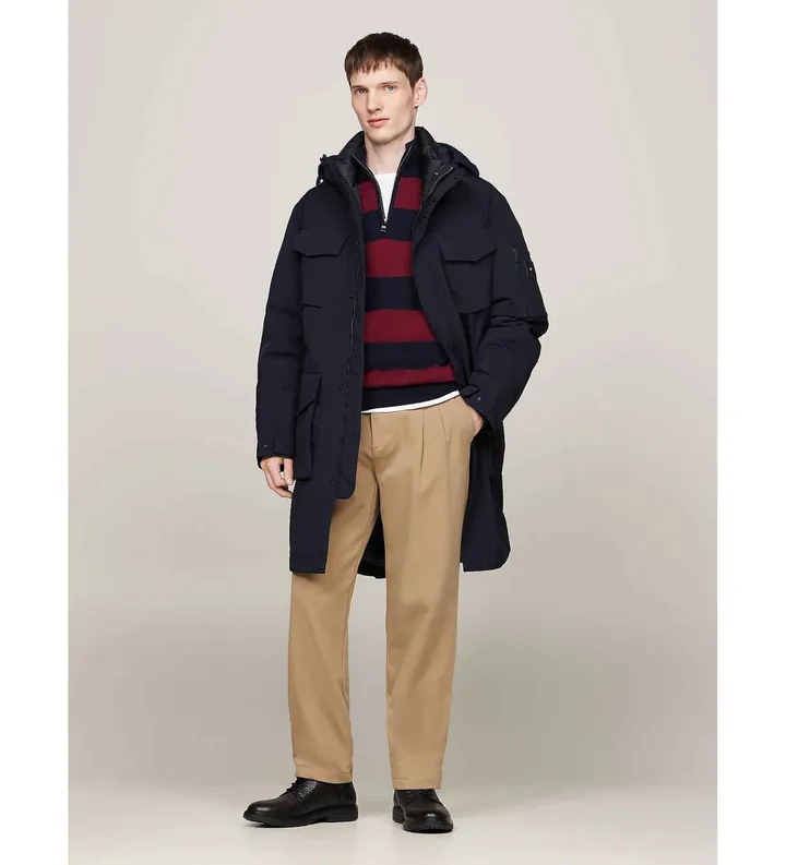 Tommy Hilfiger para hombre. MW0MW37413 Parka Rockie 3 en 1 repelente al agua marino (M), Casual, Poliamida
