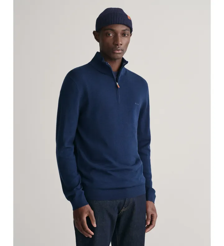 Gant para hombre. 8050206 Jersey de lana merino extrafina con media cremallera marino (3XL), Casual