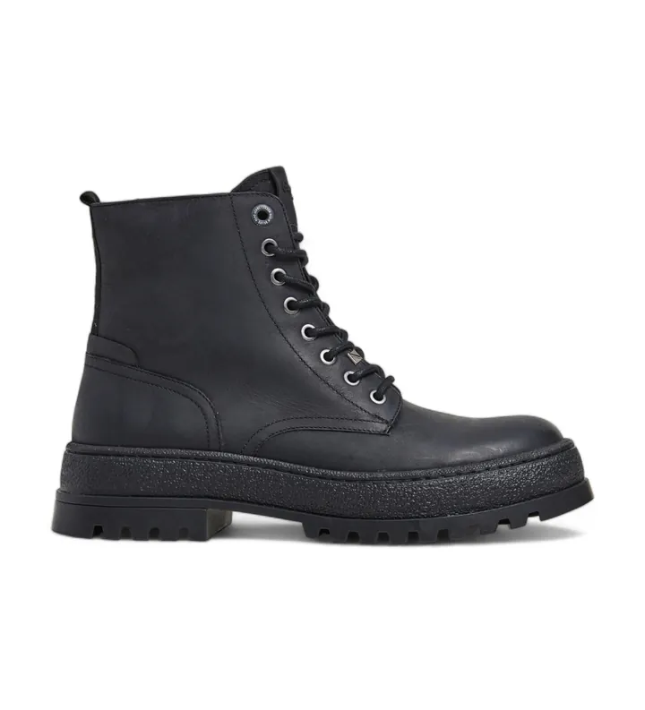 Pepe Jeans para hombre. PMS50258 Botines de piel Lincoln Top negro (40), Plano, Cordones, Cremallera, Casual