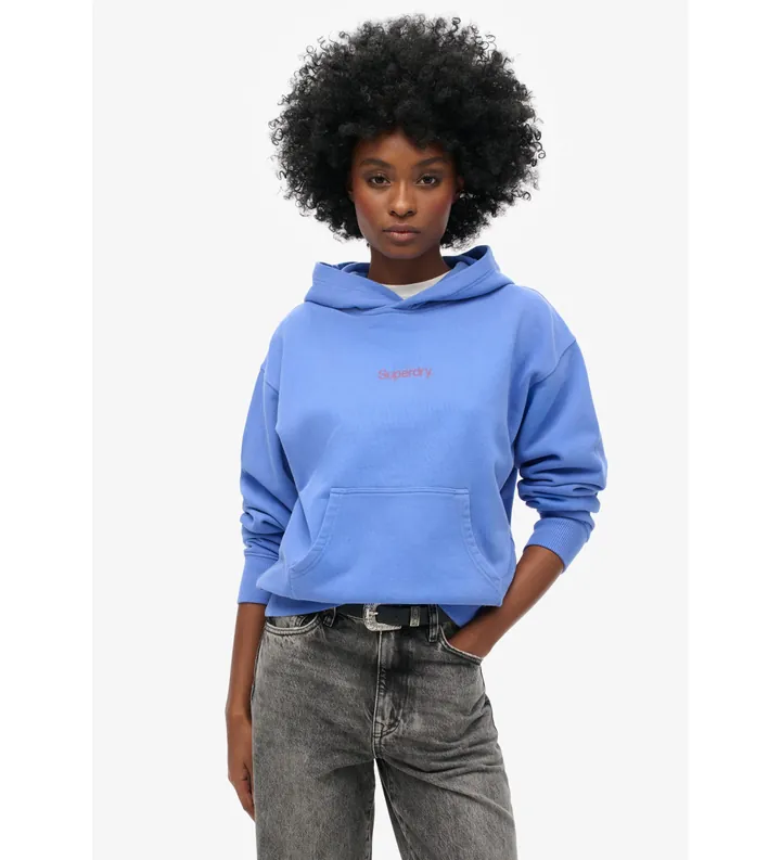 Superdry para mujer. W2012169A Sudadera suelta con capucha y logotipo City azul (M), Casual, Algodón