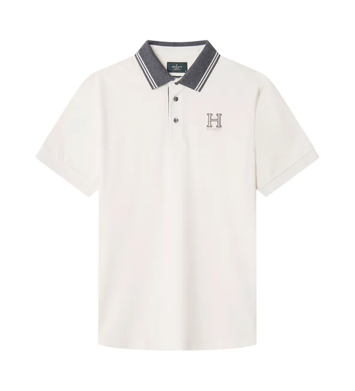 Hackett London para hombre. HM563381 Polo fit clásico Heritage blanco (3XL), Casual, Algodón, Manga corta