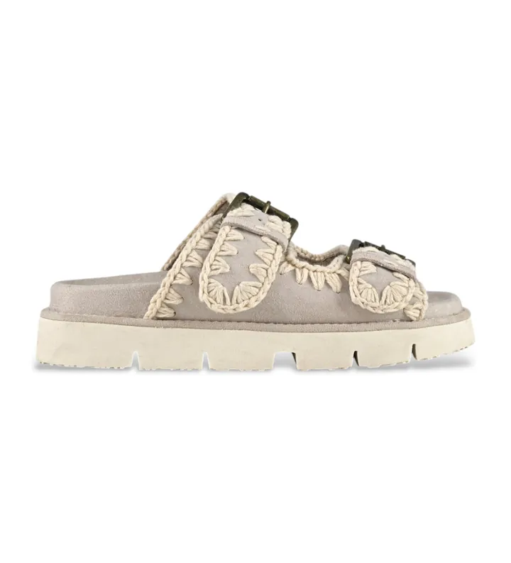 Mou para mujer. MU.SW461005A Sandalias Bio dos hebillas taupe (36), 1 a 3cm, Casual